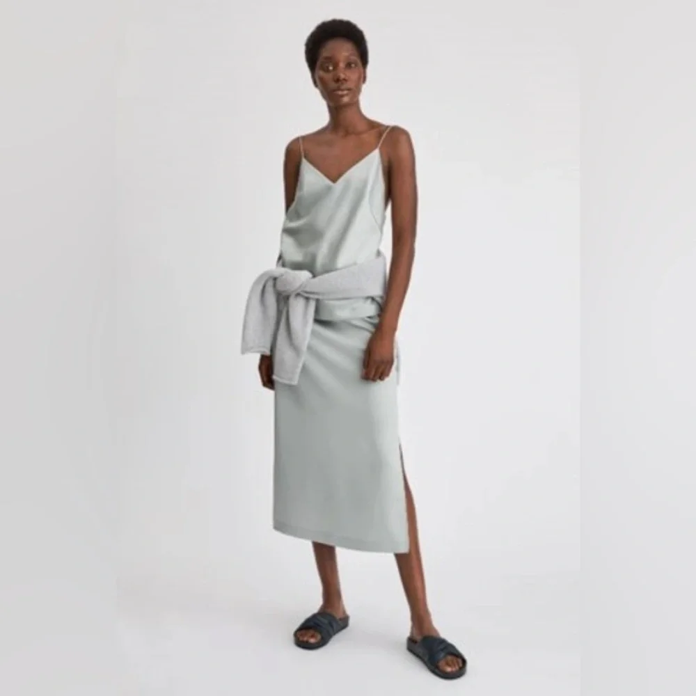 FILIPPA K Ellen Slip Skirt – Green Fog | Size 34 | NWT Luxury Designer